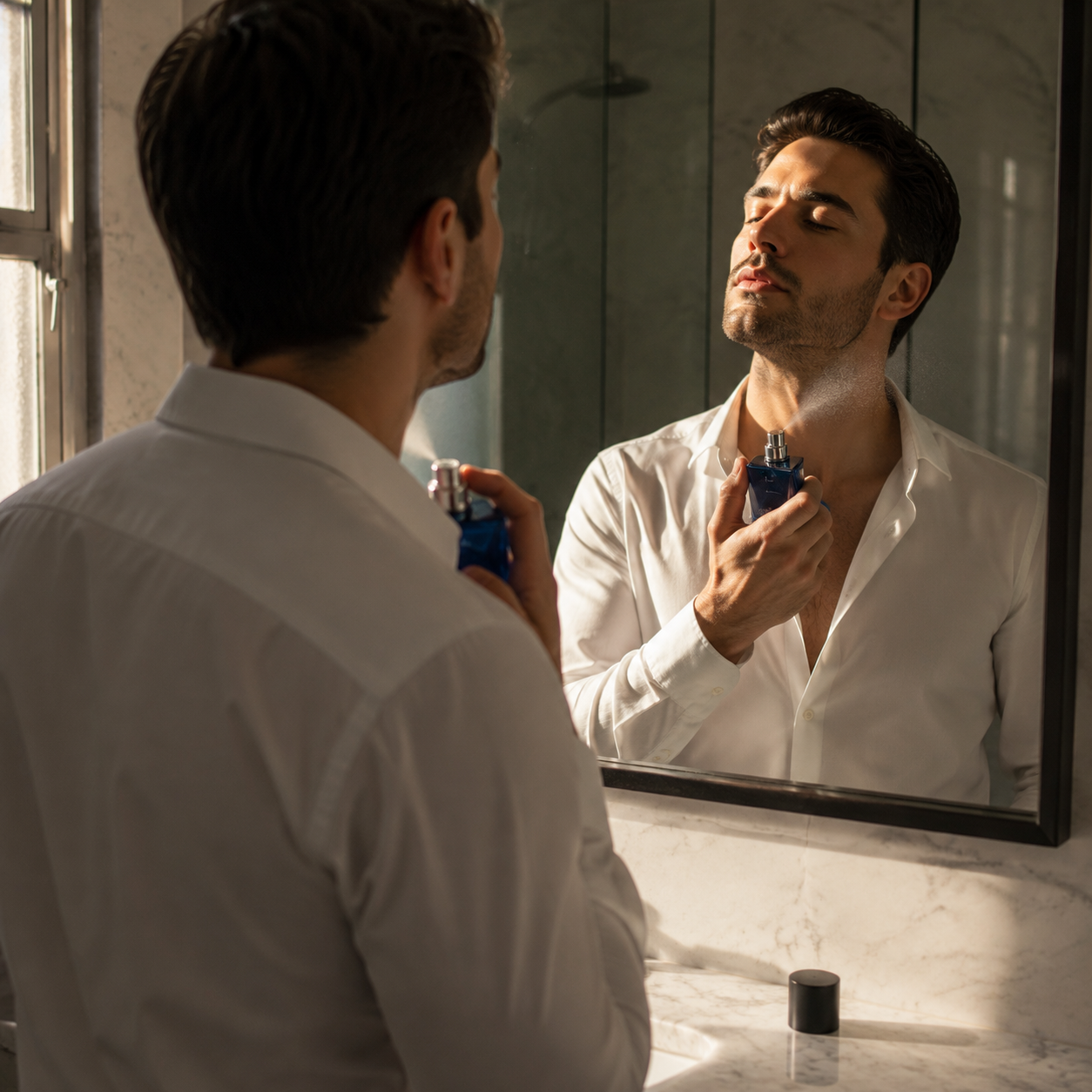 Man applying Thriven Blue Domain