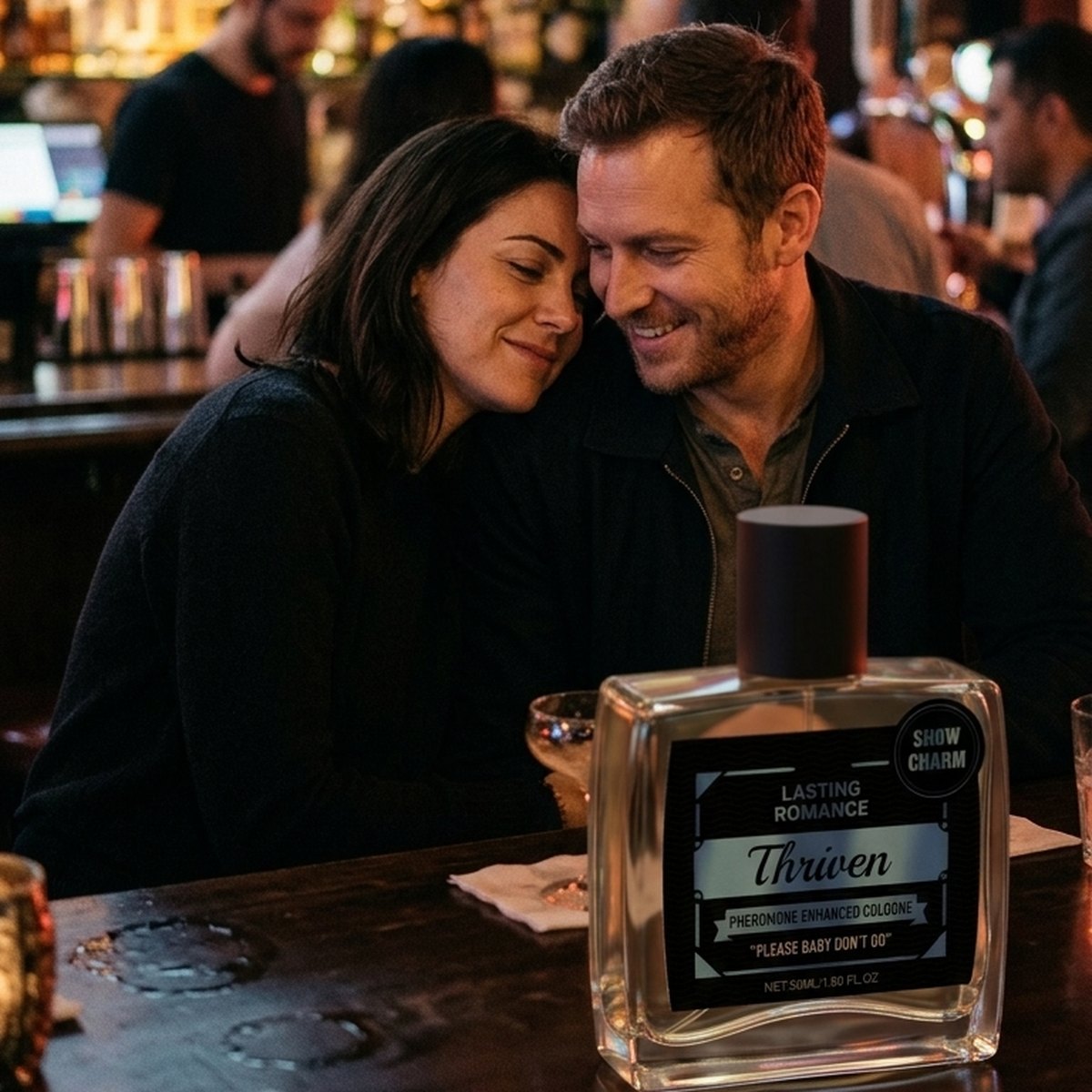 Couple at a bar with Thriven Pheromone Cologne